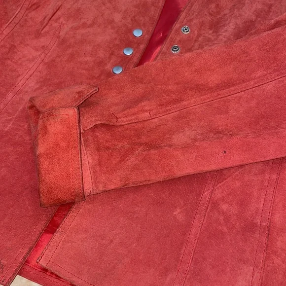 Coldwater Creek size medium rust orange 100%  vintage suede leather jack… - Picture 8 of 11